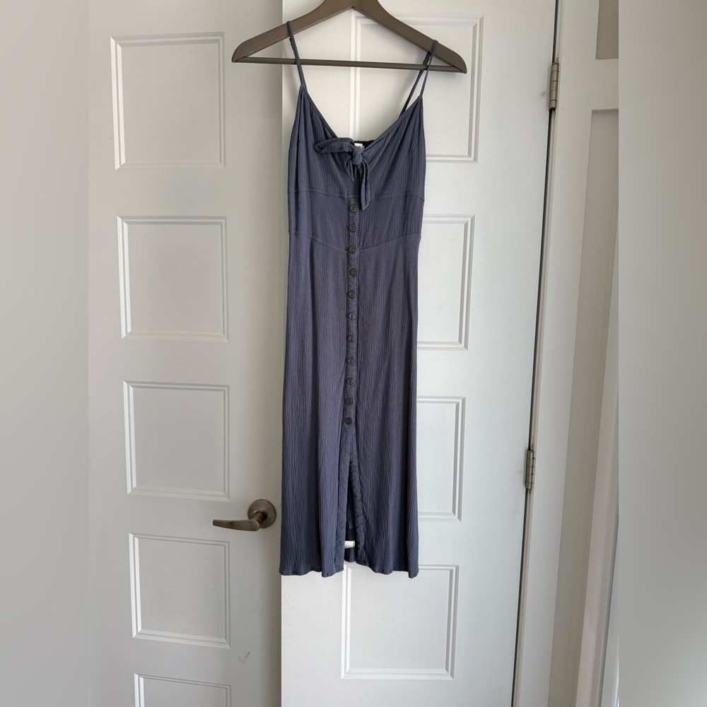 Abercrombie & Fitch Slate Blue Button-Front Maxi Dress